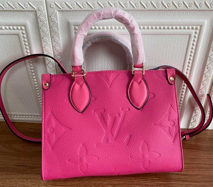 L0vis Vvtt0n Monogram Empreinte Leather Onthego PM Bag In Freesia Pink