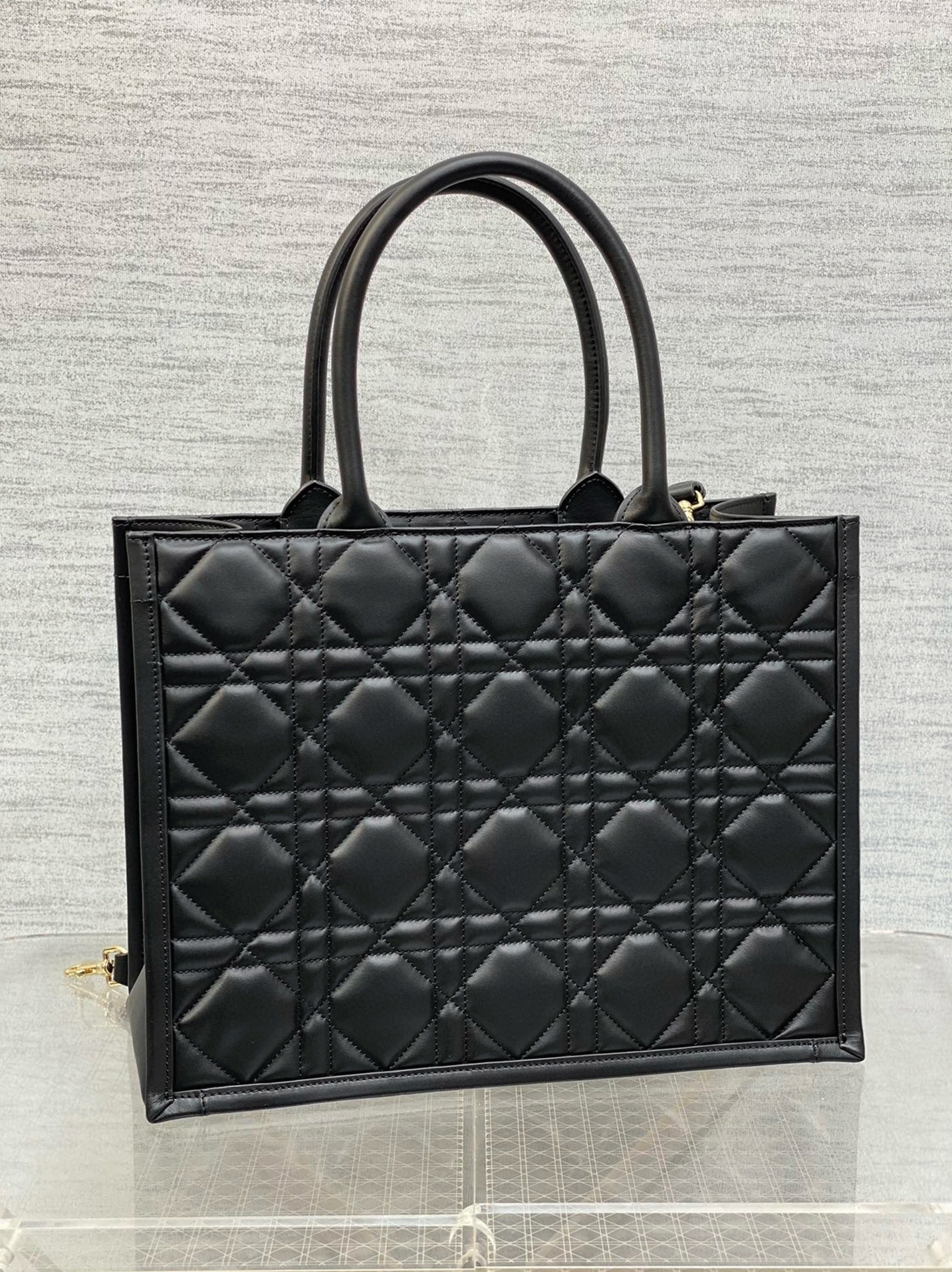 D10r Medium Book Tote Bag Fake with Strap in Black