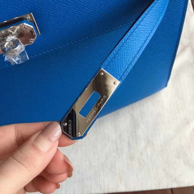 Blue Epsom Fake H**me5 Kelly 32cm Sellier Fashion Handbag
