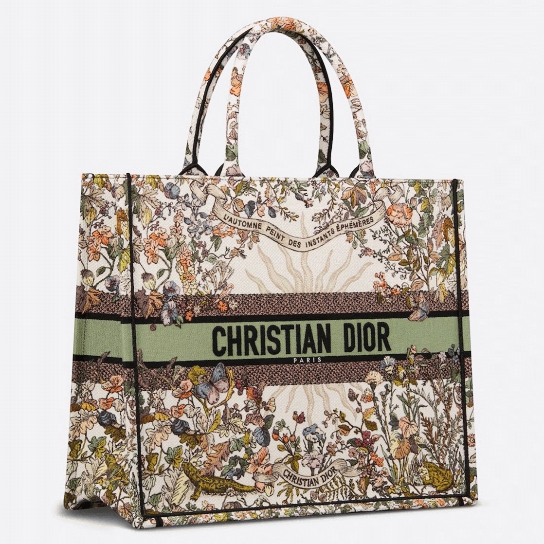 d10r large book tote bag knockoff in d10r 4 saisons auT0mne soleil embroidery