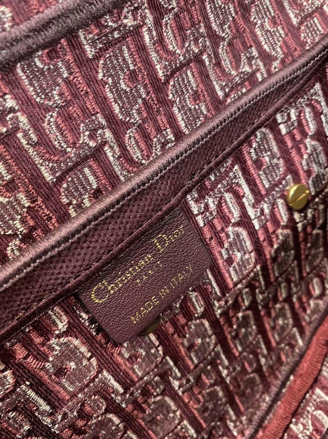 D10r Saddle Bag Faux in Bordeaux Velvet Oblique Embroidered