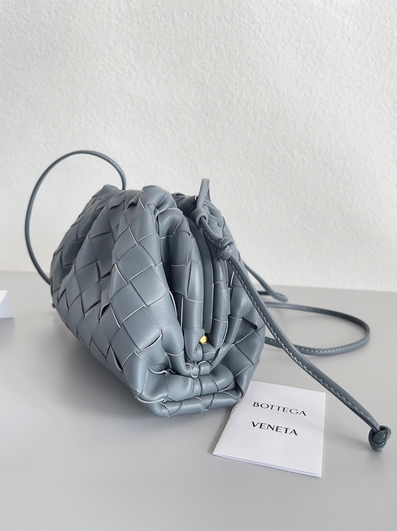 Fake B0tt*ga Ven*ta Mini Pouch with Strap Thunder