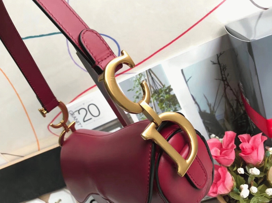 D10r Saddle Bag Replica in Red Smooth Calfskin