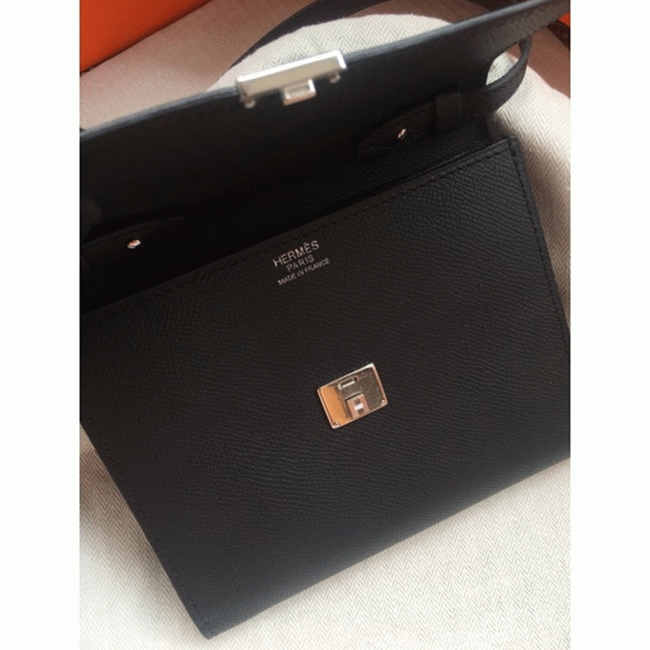 Black replica H**me5 Clic wallet with strap