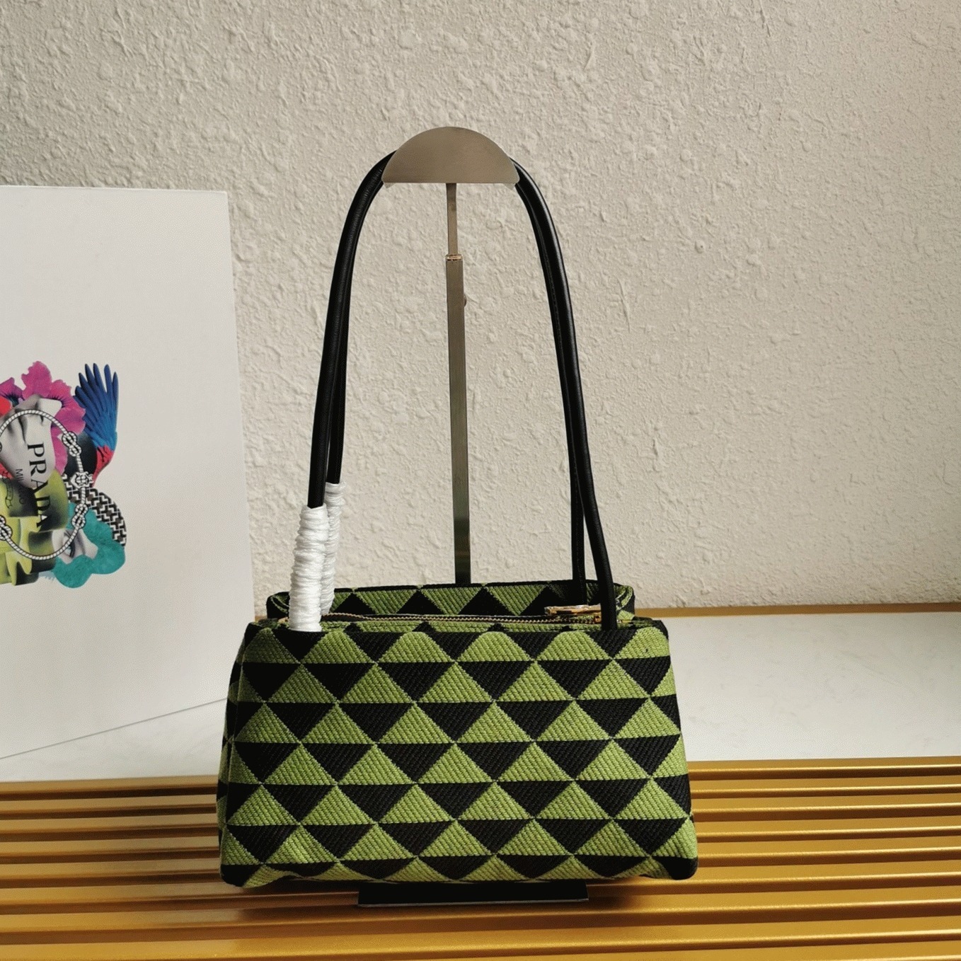 Pra*a S*pernova Small Shoulder Bag Replica in Black/Green