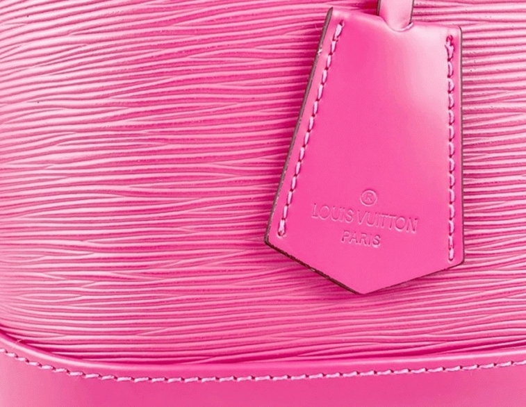 L0vis Vvtt0n Epi Leather Alma PM Handbag In Pondichery Pink With Jacquard Strap