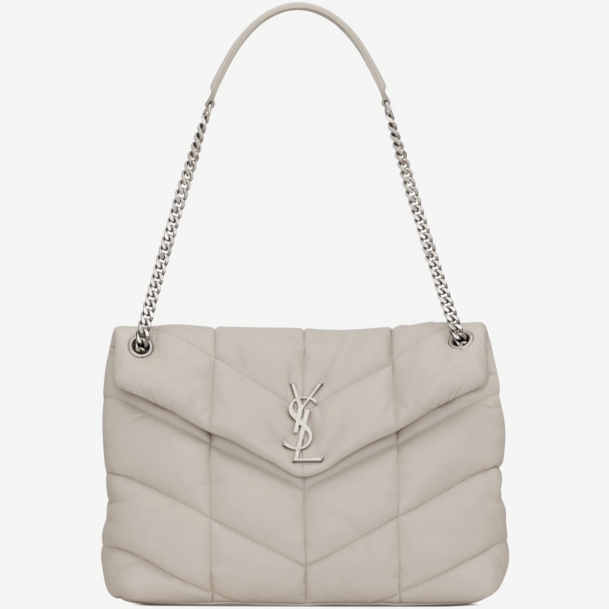 Replica Sa1nt Lau*nt Puffer Small Chain Bag Ivory Lambskin